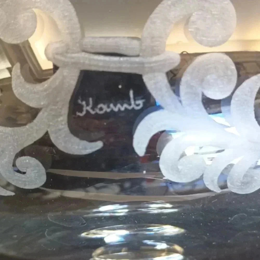 Vintage Crystal Pedestal Bowl Medusa Face Signed Koub - Picture 4 of 5